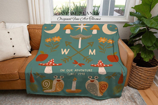 Personalized Cottagecore Wedding Anniversary Blanket | Custom Wedding Anniversary Gift for Couple Custom Tapestry Woven Blanket Gift for Her