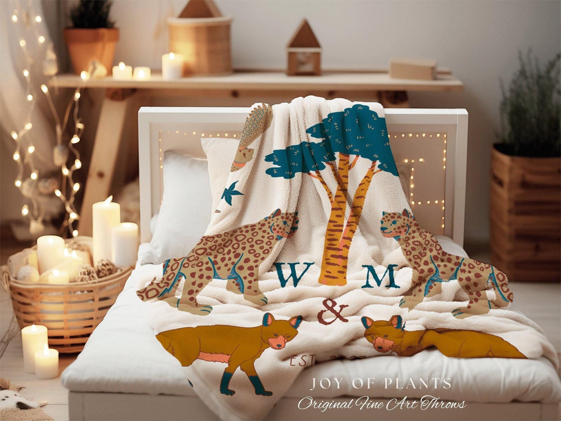 Minimalist Monogram Blanket Custom Anniversary Gift Cottagecore Wedding Initials Blanket Personalized Couples Gift Blanket Custom Tapestry |