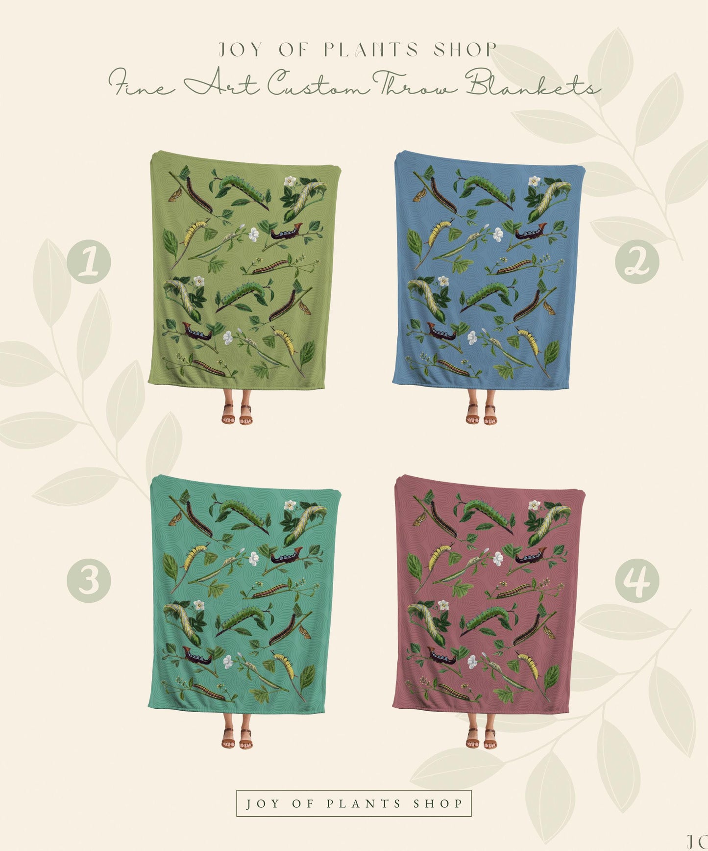 Sage Green Caterpillar Blanket Woven | Bug Tapestry Woven Bug Art Vintage | Bug Decor Woodland Aesthetic | Cottagecore Decor Woodland Boho |