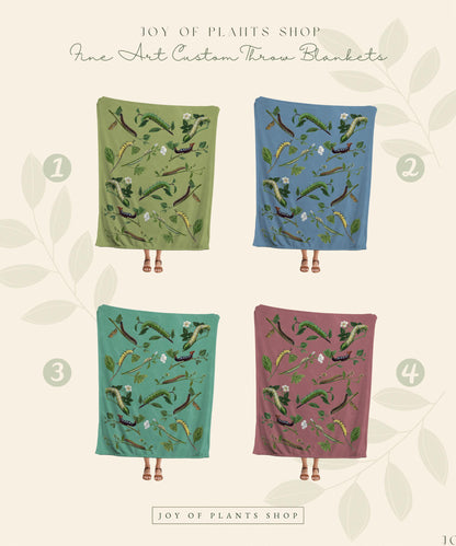 Sage Green Caterpillar Blanket Woven | Bug Tapestry Woven Bug Art Vintage | Bug Decor Woodland Aesthetic | Cottagecore Decor Woodland Boho |