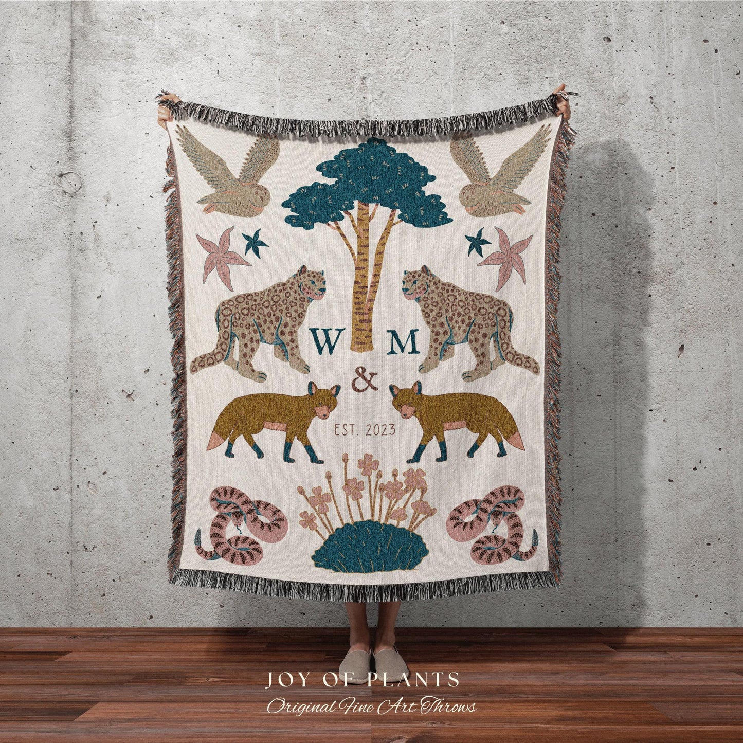 Minimalist Monogram Blanket Custom Anniversary Gift Cottagecore Wedding Initials Blanket Personalized Couples Gift Blanket Custom Tapestry |