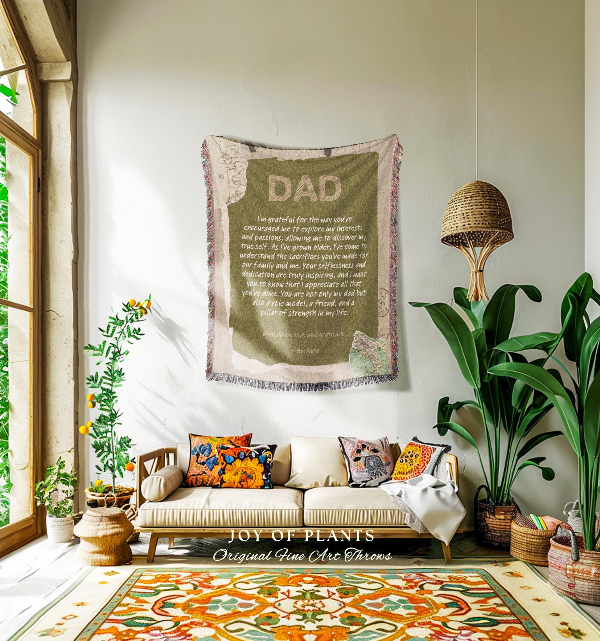 Letter to Dad Sentimental Custom Gift | Thoughtful Father's Day Personalized Woven Throw Meaningful Papa Custom Gift for Grandpa I Love You