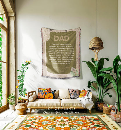 Letter to Dad Sentimental Custom Gift | Thoughtful Father's Day Personalized Woven Throw Meaningful Papa Custom Gift for Grandpa I Love You