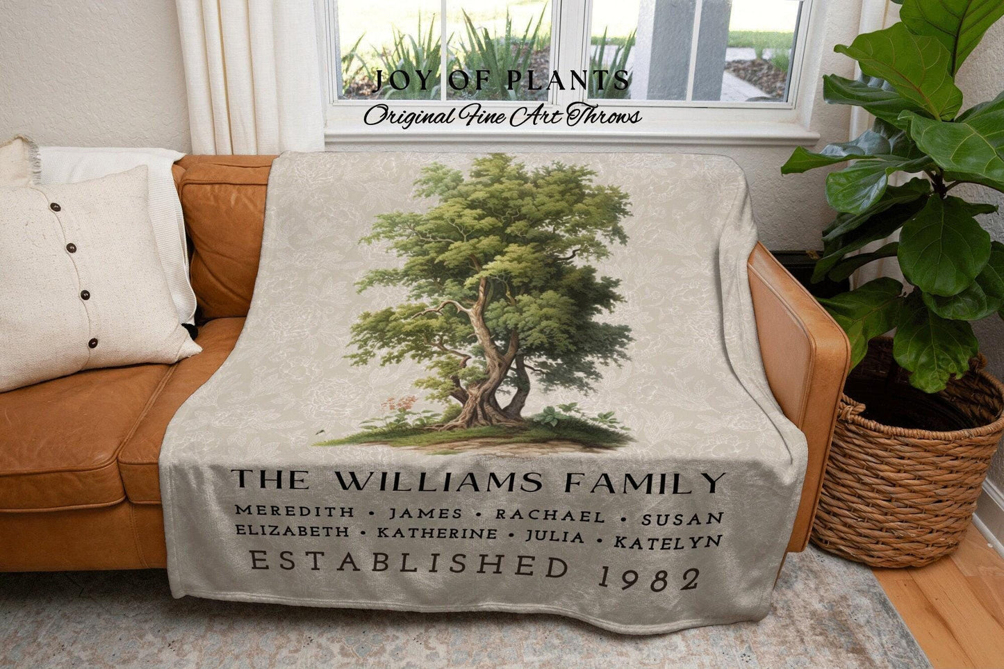 Family Name Tree Blanket Custom | Custom Family Tree Personalized Mothers Day Gift Custom Blanket for Mom Sentimental Family Gift Meaningful