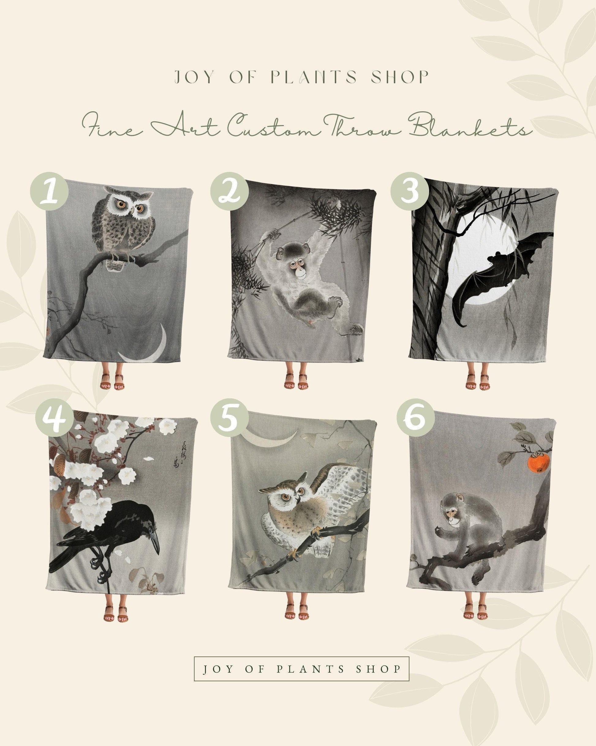 Woven Monkey Blanket | Japanese Art | Black Crow Core | Watercolor Art Vintage Throw Blanket | Dark Academia Tapestry | Gothic Throw Blanket