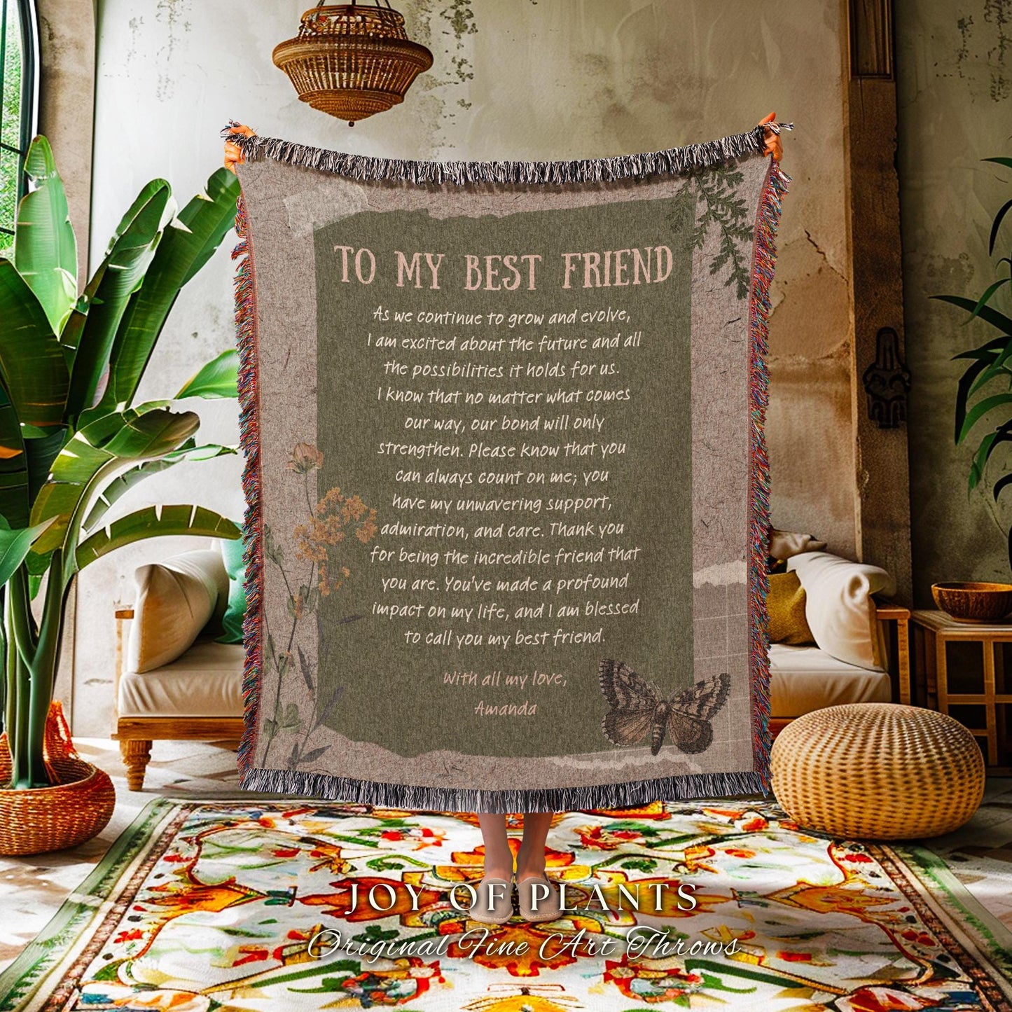 Best Friend Personalized Blanket | Custom Woven Throw Meaningful Papa Custom Gift for Grandpa I Love You Gift Bestie Appreciation Cute |