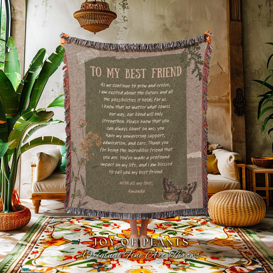 Best Friend Personalized Blanket | Custom Woven Throw Meaningful Papa Custom Gift for Grandpa I Love You Gift Bestie Appreciation Cute |