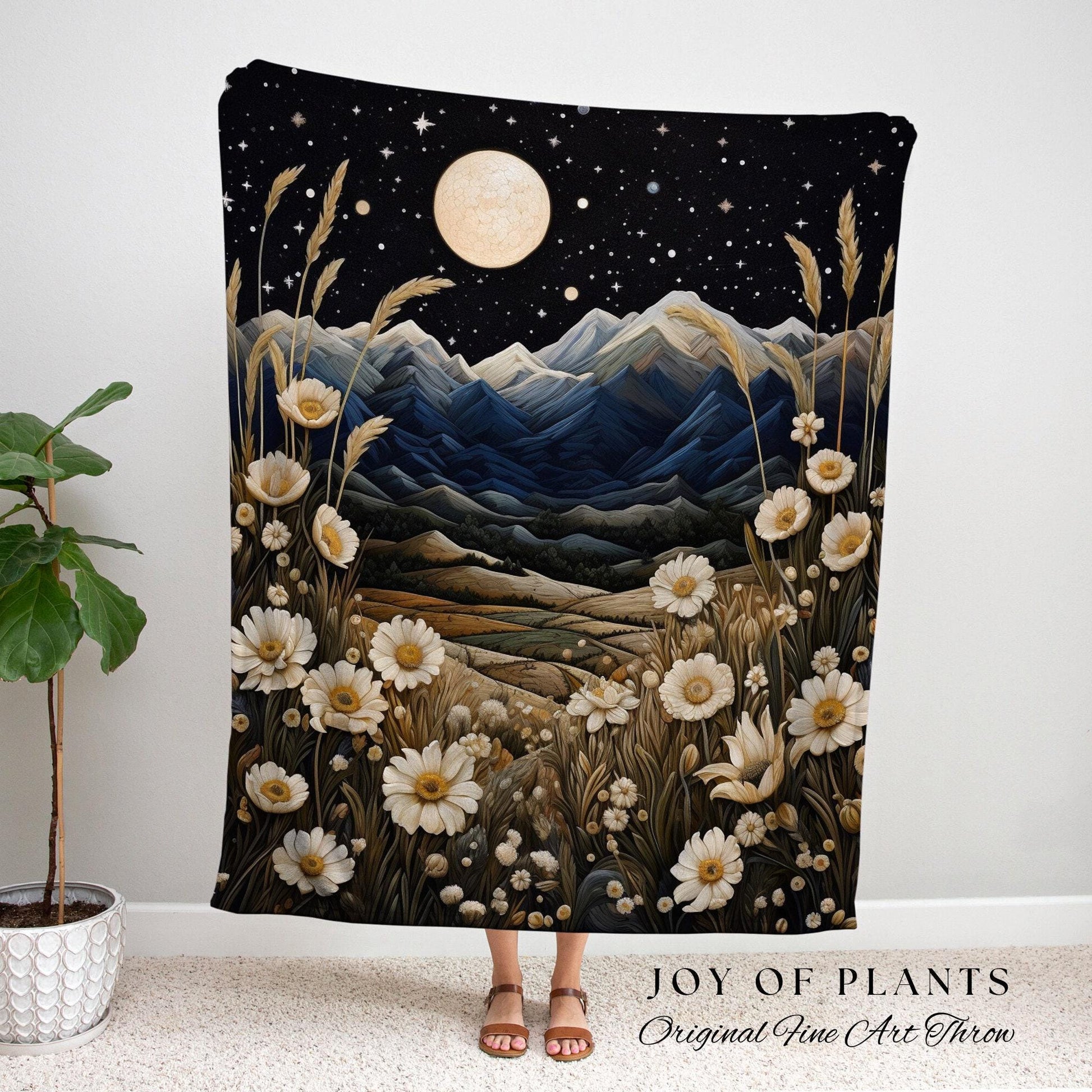 Daisy Birth Flower April Birthday Custom Gift | Woven Blanket Personalized Birth Month Flower Tapestry | April Daisy Room Decor Landscape |