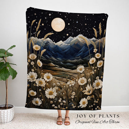 Daisy Birth Flower April Birthday Custom Gift | Woven Blanket Personalized Birth Month Flower Tapestry | April Daisy Room Decor Landscape |