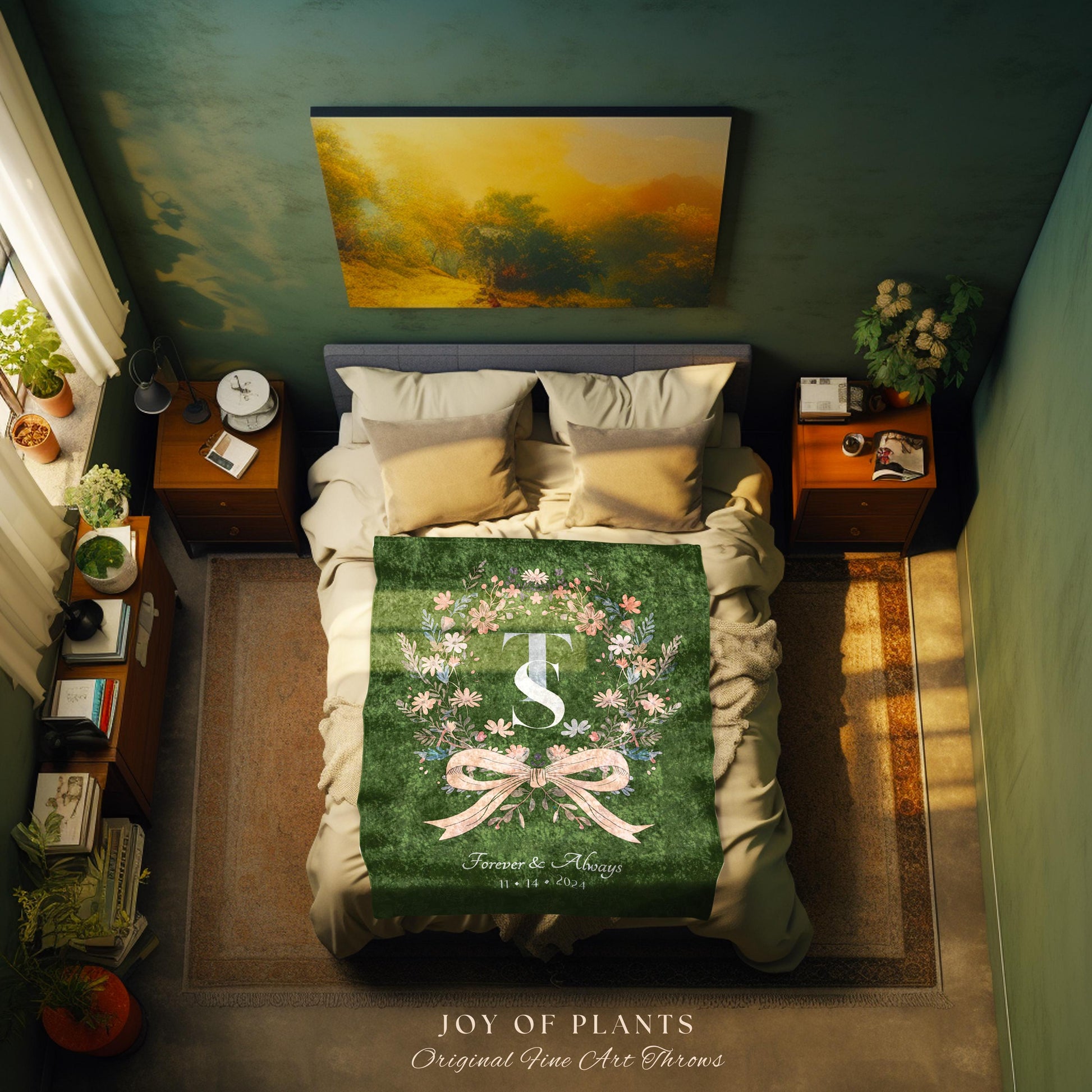 Keepsake Blanket Woven Wedding Wreath | Meaningful Personalized His and Hers Woven Tapestry Custom Wedding Monogram Thoughtful Housewarming