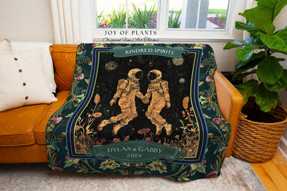 Astronaut Lovers Personalized Celestial Couple Blanket | Cosmic Love Romantic Wedding Anniversary Tapestry Throw Sentimental Valentine Decor