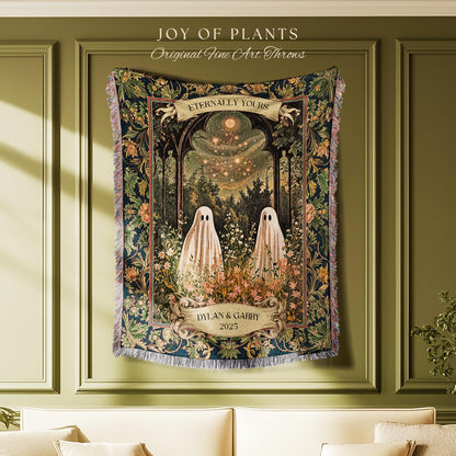 Moonlit Meadow Custom Spirits Blanket | Cozy Cottagecore Throw Haunted Gothic Couple Fall Wedding Whimsical Spooky Custom Anniversary Gift