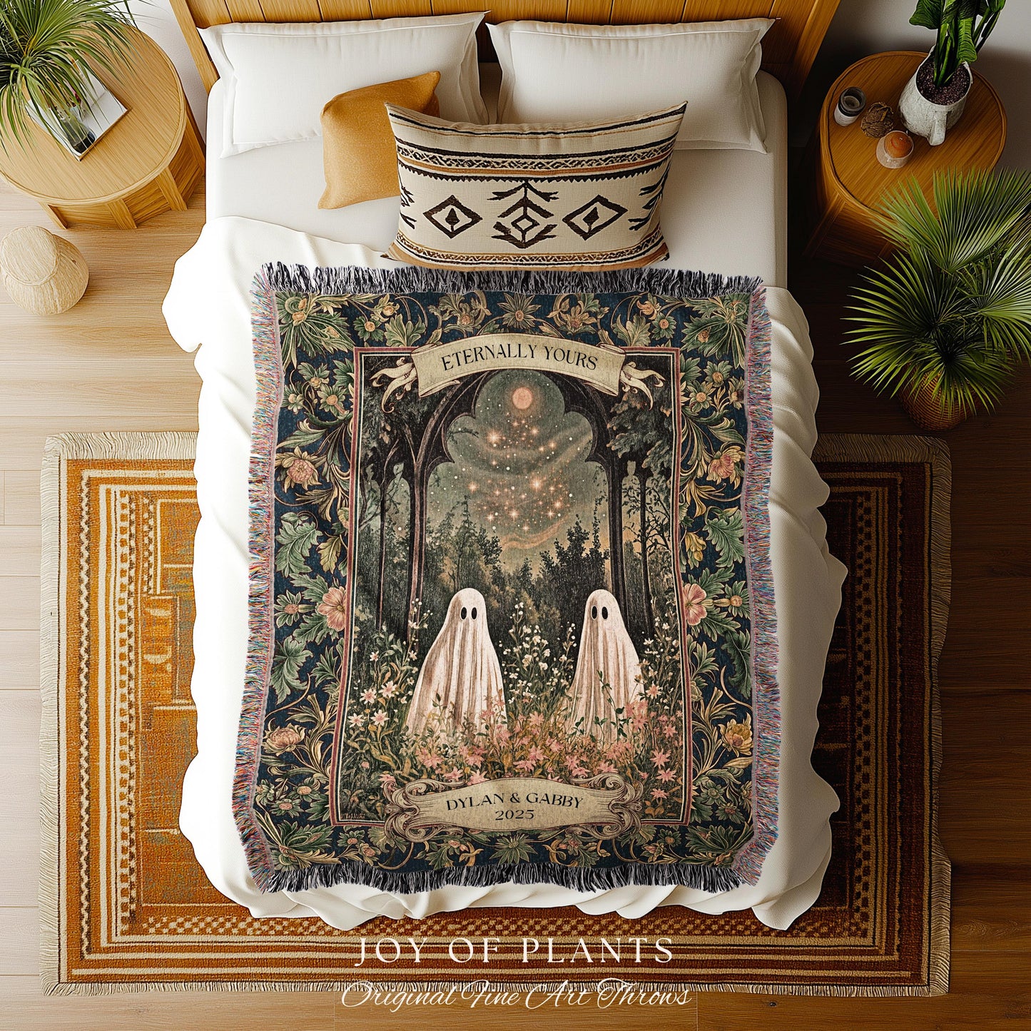 Moonlit Meadow Custom Spirits Blanket | Cozy Cottagecore Throw Haunted Gothic Couple Fall Wedding Whimsical Spooky Custom Anniversary Gift