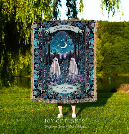 Ghostly Couple Mystic Personalized Throw | Cottagecore Wedding Anniversary Celestial Spirits Autumn Aesthetic Whimsical Cozy Gothic Gift |