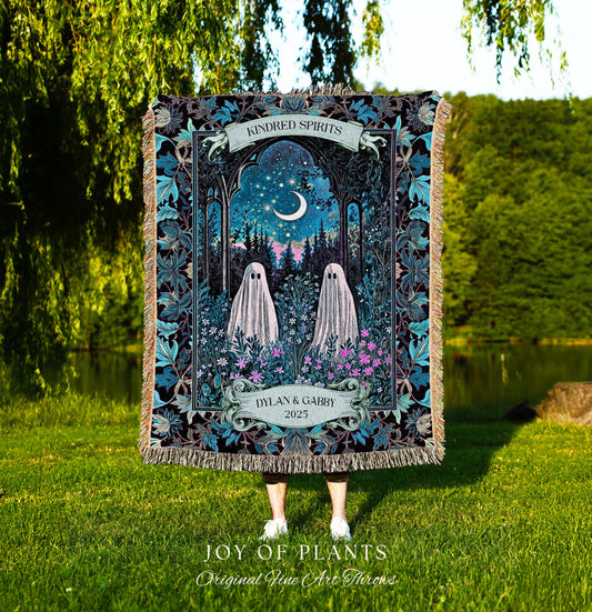 Ghostly Couple Mystic Personalized Throw | Cottagecore Wedding Anniversary Celestial Spirits Autumn Aesthetic Whimsical Cozy Gothic Gift |