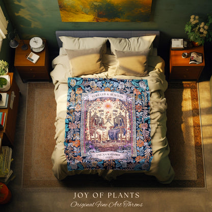 Til Death Do Us Part Skeleton Name Blanket | Pastel Aesthetic Custom Gothic Tapestry Personalized Anniversary Throw Gift Wife Sentimental |