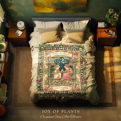 Until We Croak Frog Couple Blanket | Toad Lovers Personalized Anniversary Gift Woven Throw Custom Name Blanket Pastel Cottagecore Aesthetic