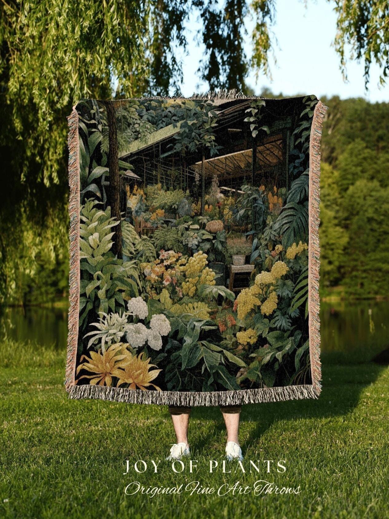 Maximalist Botanical Blanket | Nature Blanket Woven Tapestry Botanical Fairy Grunge Room Decor Fairycore Art Cottagecore Blanket Botanical |