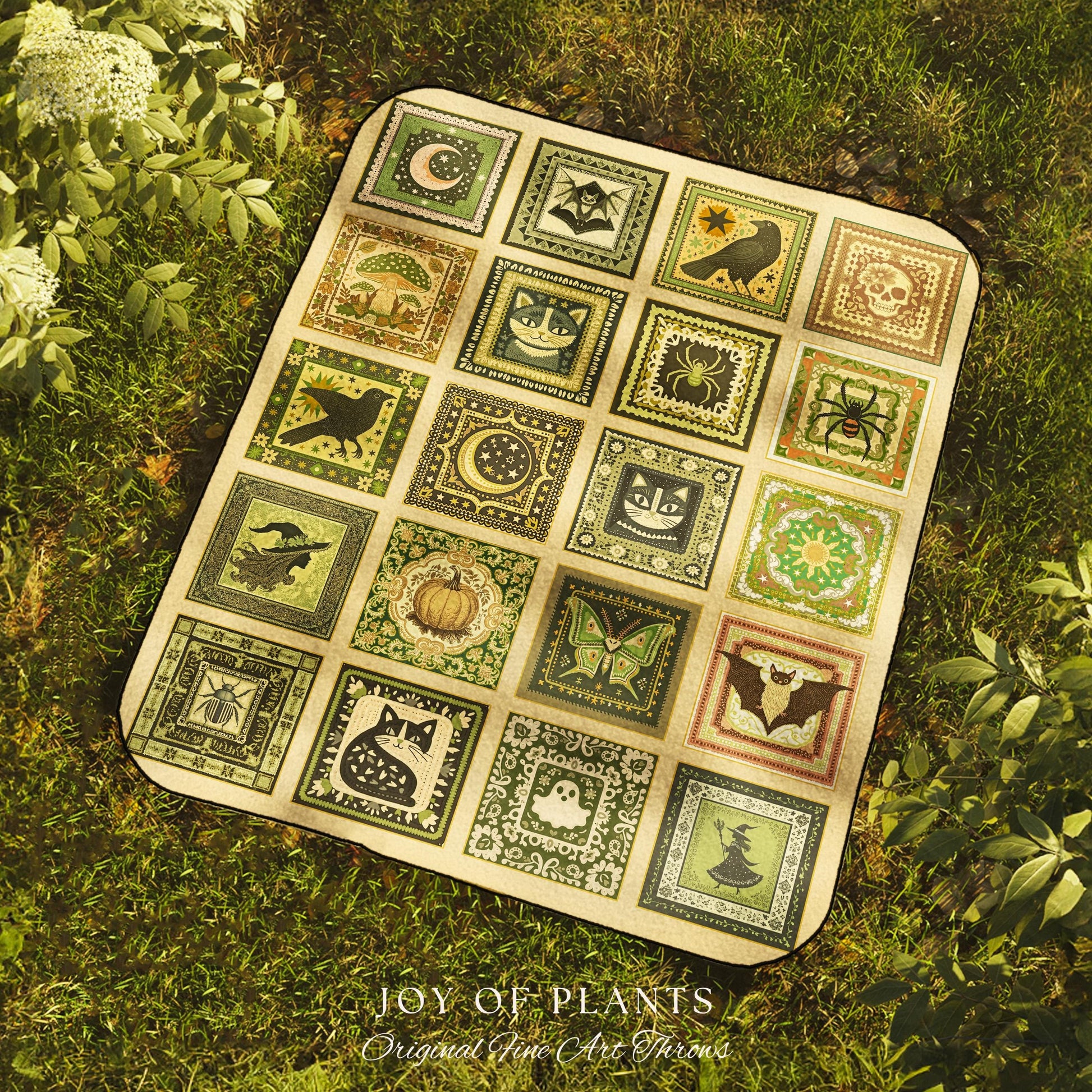 Boho Pastel Gothic Halloween Throw | Cozy Witchy Blanket Whimsigoth Bedroom Accent Witchcore Tapestry Gift Spooky Season Maximalist Decor |