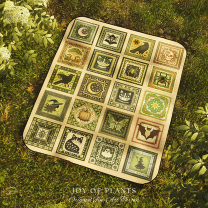 Boho Pastel Gothic Halloween Throw | Cozy Witchy Blanket Whimsigoth Bedroom Accent Witchcore Tapestry Gift Spooky Season Maximalist Decor |