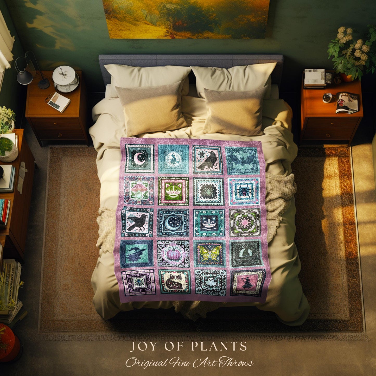 Girly Goth Cozy Pastel Throw Blanket | Pink Fairycore Gothic Bedroom Accent Light Academia Halloween Decor Cute Spooky Season Home Aesthetic