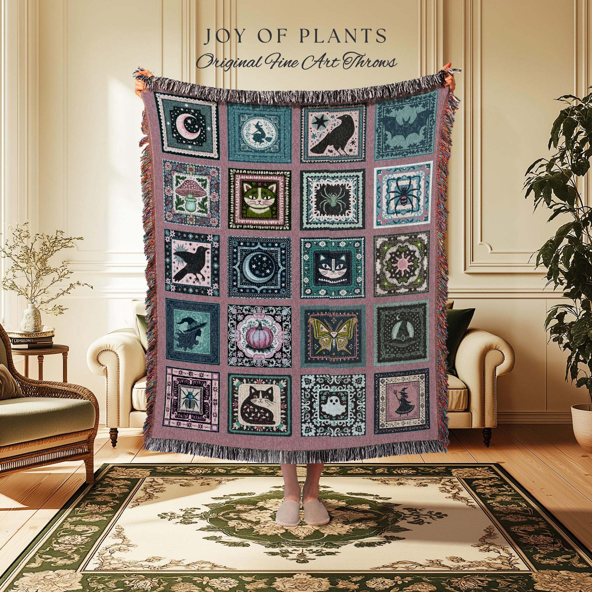 Girly Goth Cozy Pastel Throw Blanket | Pink Fairycore Gothic Bedroom Accent Light Academia Halloween Decor Cute Spooky Season Home Aesthetic