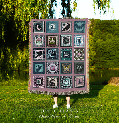 Girly Goth Cozy Pastel Throw Blanket | Pink Fairycore Gothic Bedroom Accent Light Academia Halloween Decor Cute Spooky Season Home Aesthetic