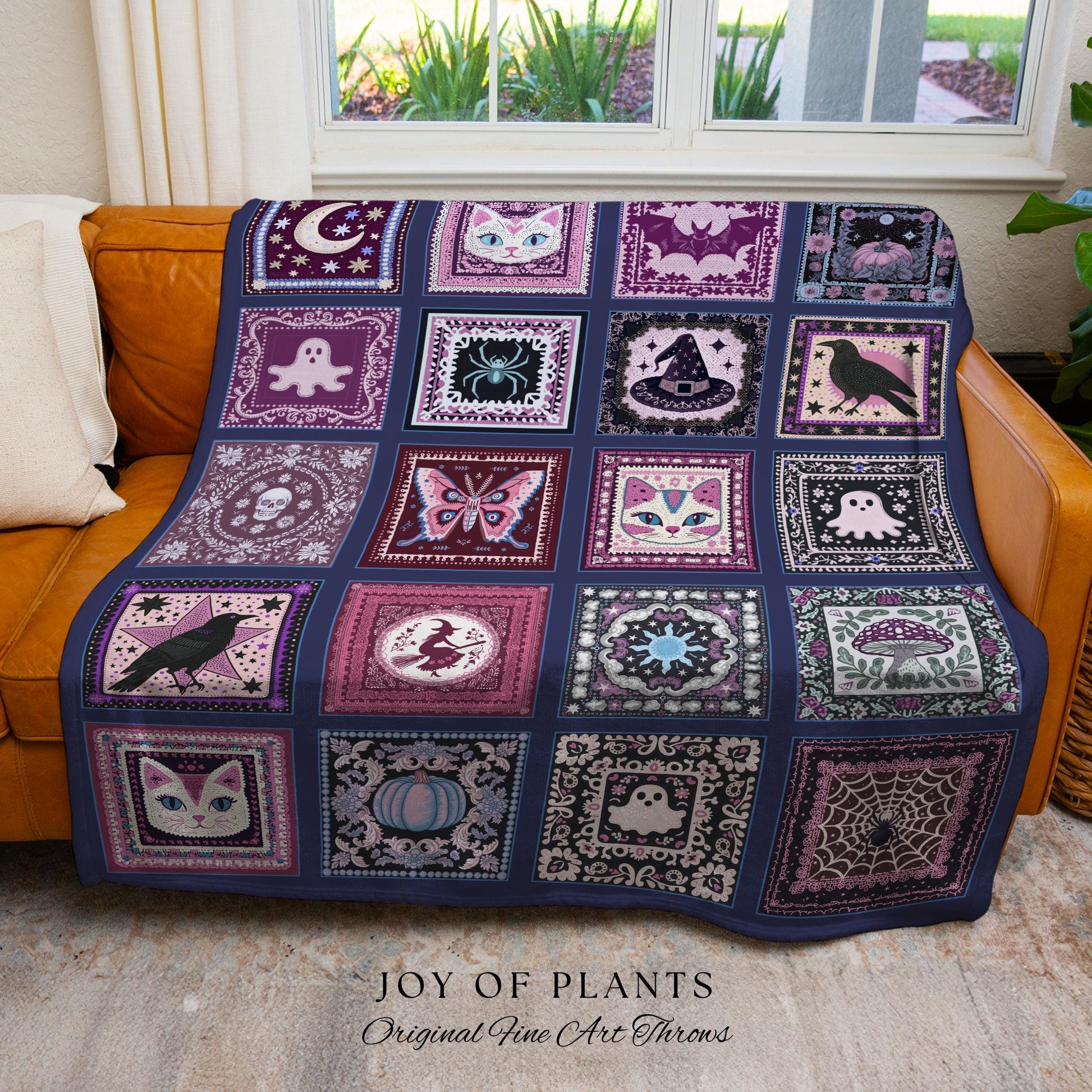 Folklore Muted Mauve Cotton Throw Blanket | Cozy Whimsigoth Halloween Tapestry Light Academia Cottagecore Bedroom Spooky Season Fairycore |