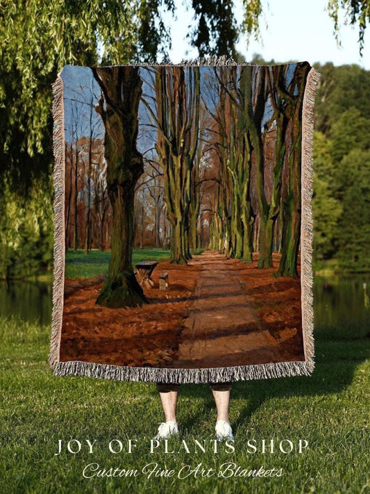 Dark Woodland Gothic Tapestry Blanket Fine Art Painting 'An Avenue in Søndermarken' | Danish Art Painting Fine Art Blanket Forest Tapestry |