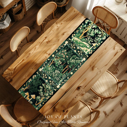 Dark Woodland Whimsical Forest Table Runner Whimsigothic Folklore Inspired Decor | Ethereal Academia Aesthetic Fairycore Dining Room Floral