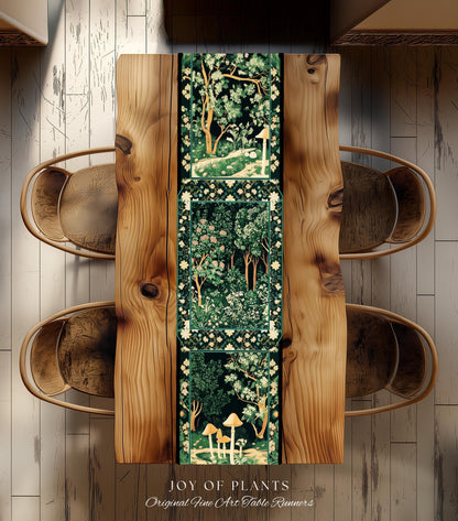 Dark Woodland Whimsical Forest Table Runner Whimsigothic Folklore Inspired Decor | Ethereal Academia Aesthetic Fairycore Dining Room Floral