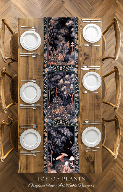 Fairycore Aesthetic Botanical Table Runner Dark Academia Lavender Purple Nature Inspired Ethereal Woodland Wildflowers Enchanted Decorations