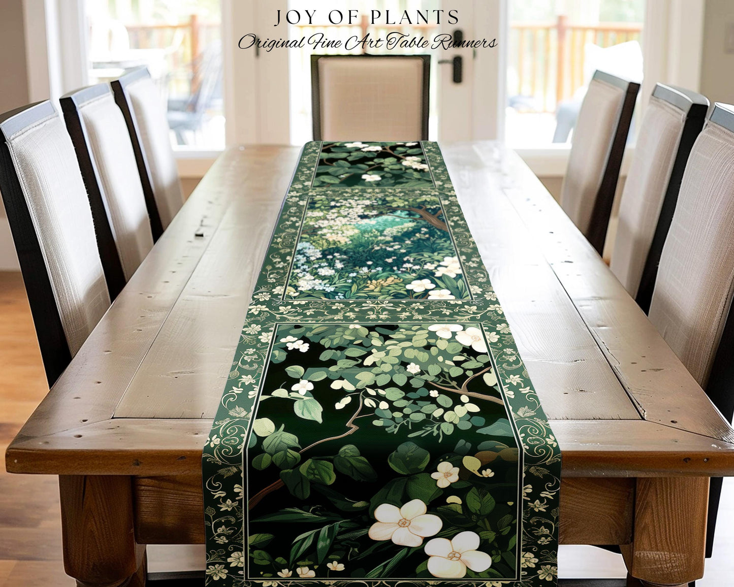 Botanical Aesthetic Forest Table Runner Dark Cottagecore Folklore Inspired Decor | Ethereal Aesthetic Fairycore Mystic Woodland Dining Room