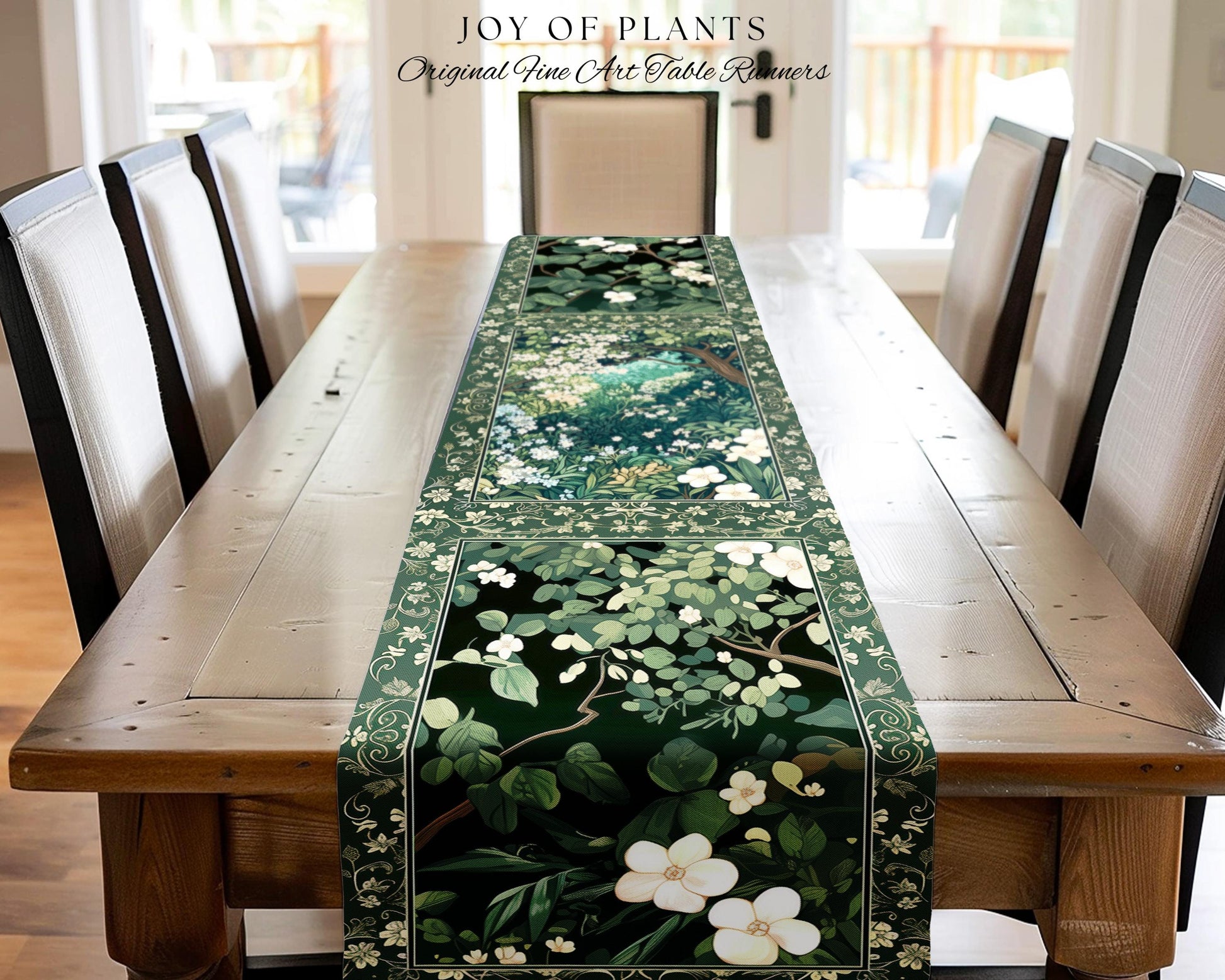 Botanical Aesthetic Forest Table Runner Dark Cottagecore Folklore Inspired Decor | Ethereal Aesthetic Fairycore Mystic Woodland Dining Room
