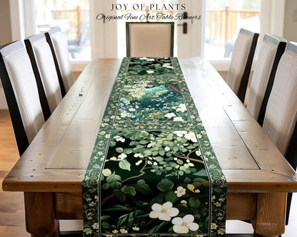 Botanical Aesthetic Forest Table Runner Dark Cottagecore Folklore Inspired Decor | Ethereal Aesthetic Fairycore Mystic Woodland Dining Room