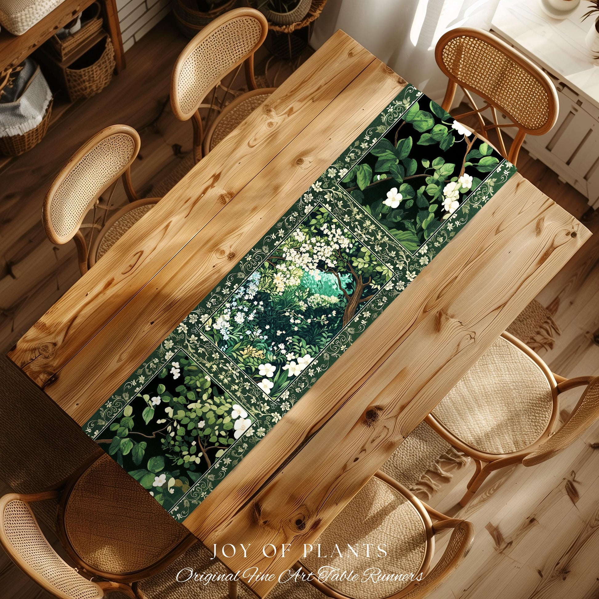 Botanical Aesthetic Forest Table Runner Dark Cottagecore Folklore Inspired Decor | Ethereal Aesthetic Fairycore Mystic Woodland Dining Room