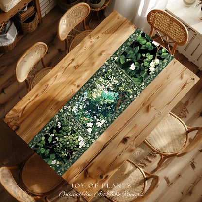 Botanical Aesthetic Forest Table Runner Dark Cottagecore Folklore Inspired Decor | Ethereal Aesthetic Fairycore Mystic Woodland Dining Room