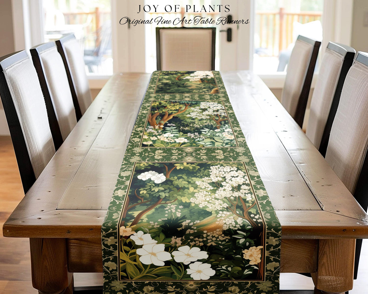Wildflower Meadow Botanical Table Runner Fairy Inspired Dining Room | Cottagecore Folklore Decor Ethereal Aesthetic Bohemian Fairycore Style