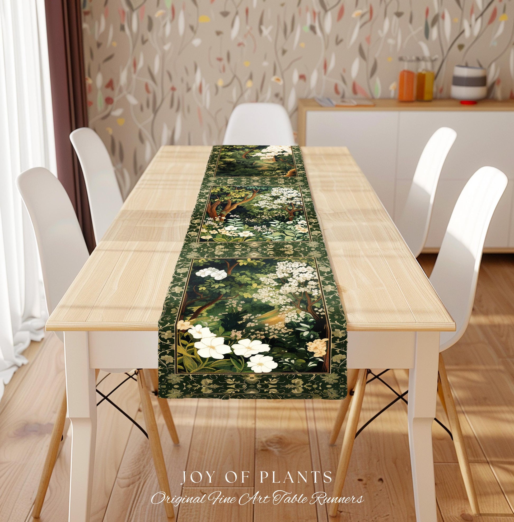 Wildflower Meadow Botanical Table Runner Fairy Inspired Dining Room | Cottagecore Folklore Decor Ethereal Aesthetic Bohemian Fairycore Style
