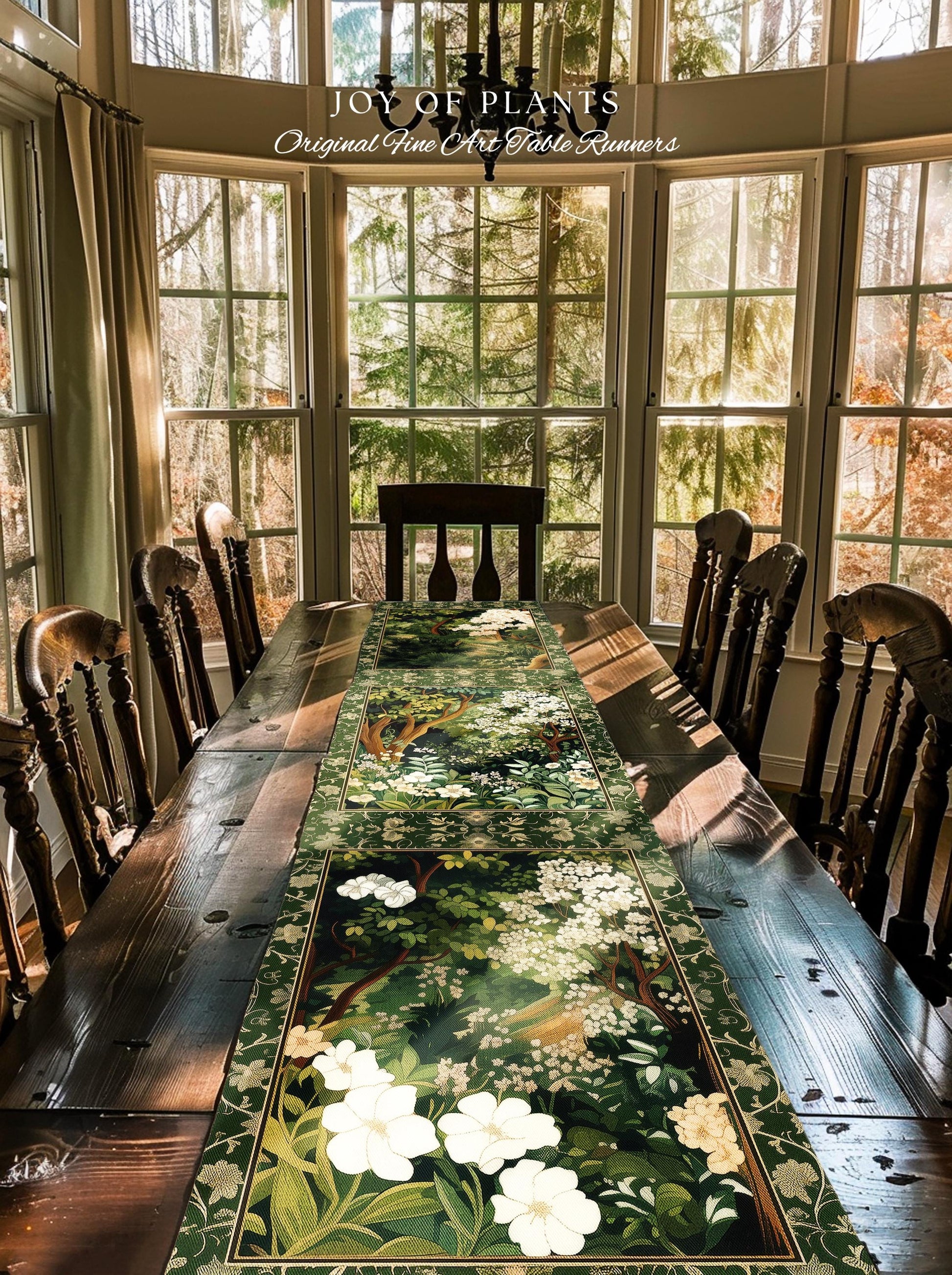 Wildflower Meadow Botanical Table Runner Fairy Inspired Dining Room | Cottagecore Folklore Decor Ethereal Aesthetic Bohemian Fairycore Style