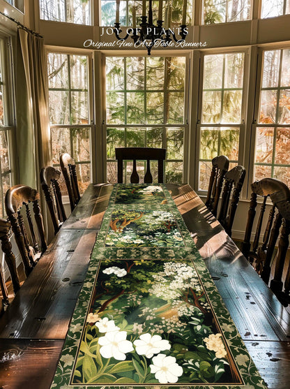 Wildflower Meadow Botanical Table Runner Fairy Inspired Dining Room | Cottagecore Folklore Decor Ethereal Aesthetic Bohemian Fairycore Style