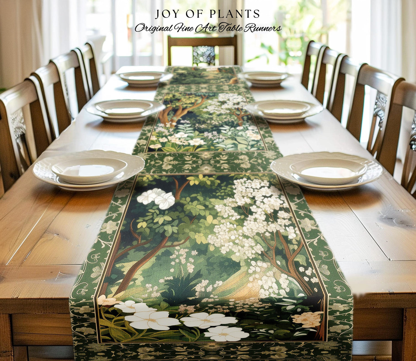 Wildflower Meadow Botanical Table Runner Fairy Inspired Dining Room | Cottagecore Folklore Decor Ethereal Aesthetic Bohemian Fairycore Style