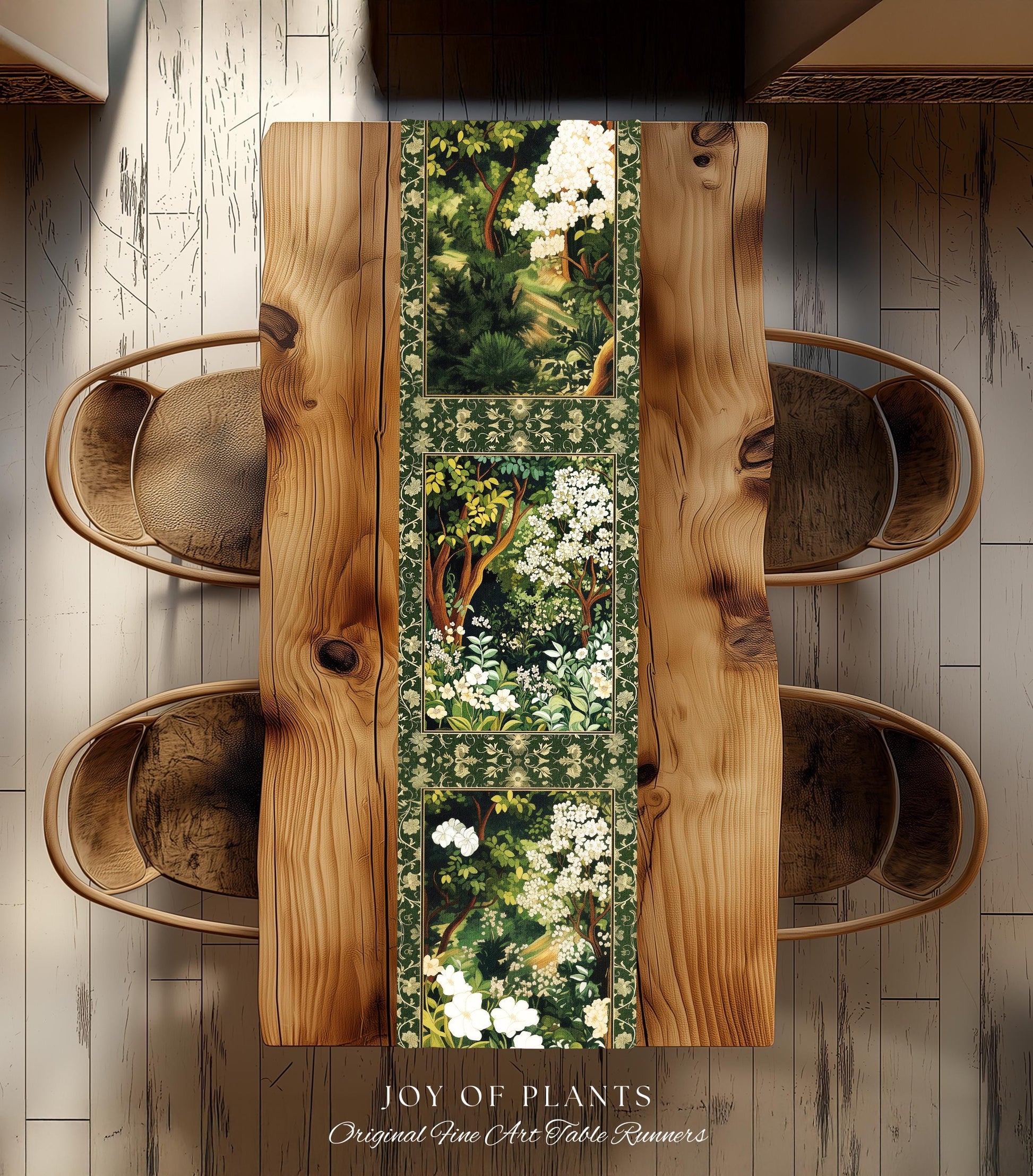 Wildflower Meadow Botanical Table Runner Fairy Inspired Dining Room | Cottagecore Folklore Decor Ethereal Aesthetic Bohemian Fairycore Style