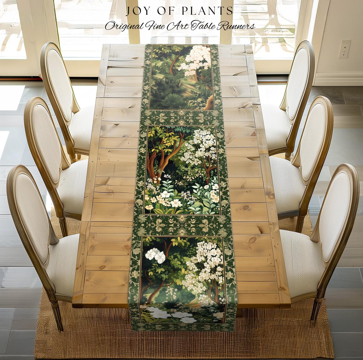 Wildflower Meadow Botanical Table Runner Fairy Inspired Dining Room | Cottagecore Folklore Decor Ethereal Aesthetic Bohemian Fairycore Style