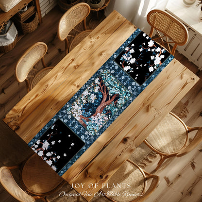 Bohemian Tree Table Runner Magical Aesthetic Folklore Forest Ethereal | Nature Inspired Woodland Magic Wildflower Fairycore Dining Room Boho