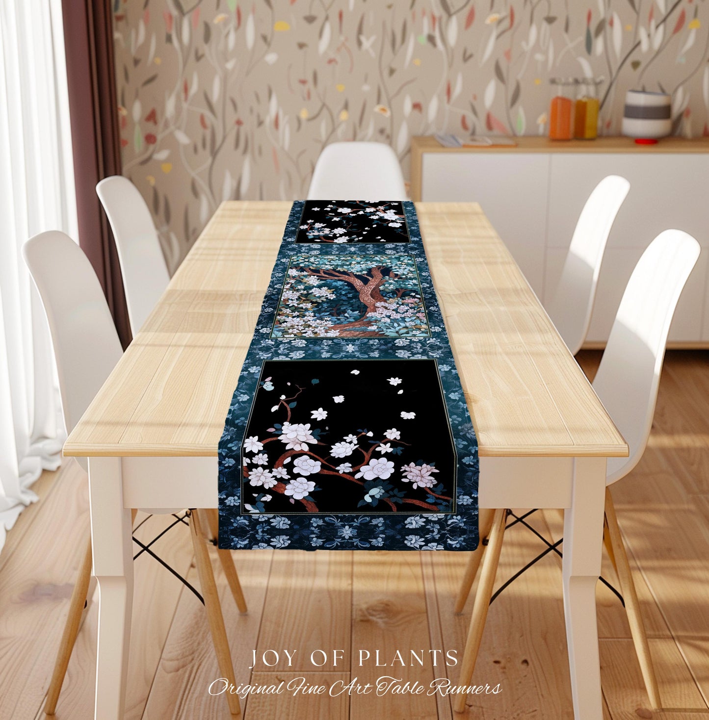 Bohemian Tree Table Runner Magical Aesthetic Folklore Forest Ethereal | Nature Inspired Woodland Magic Wildflower Fairycore Dining Room Boho