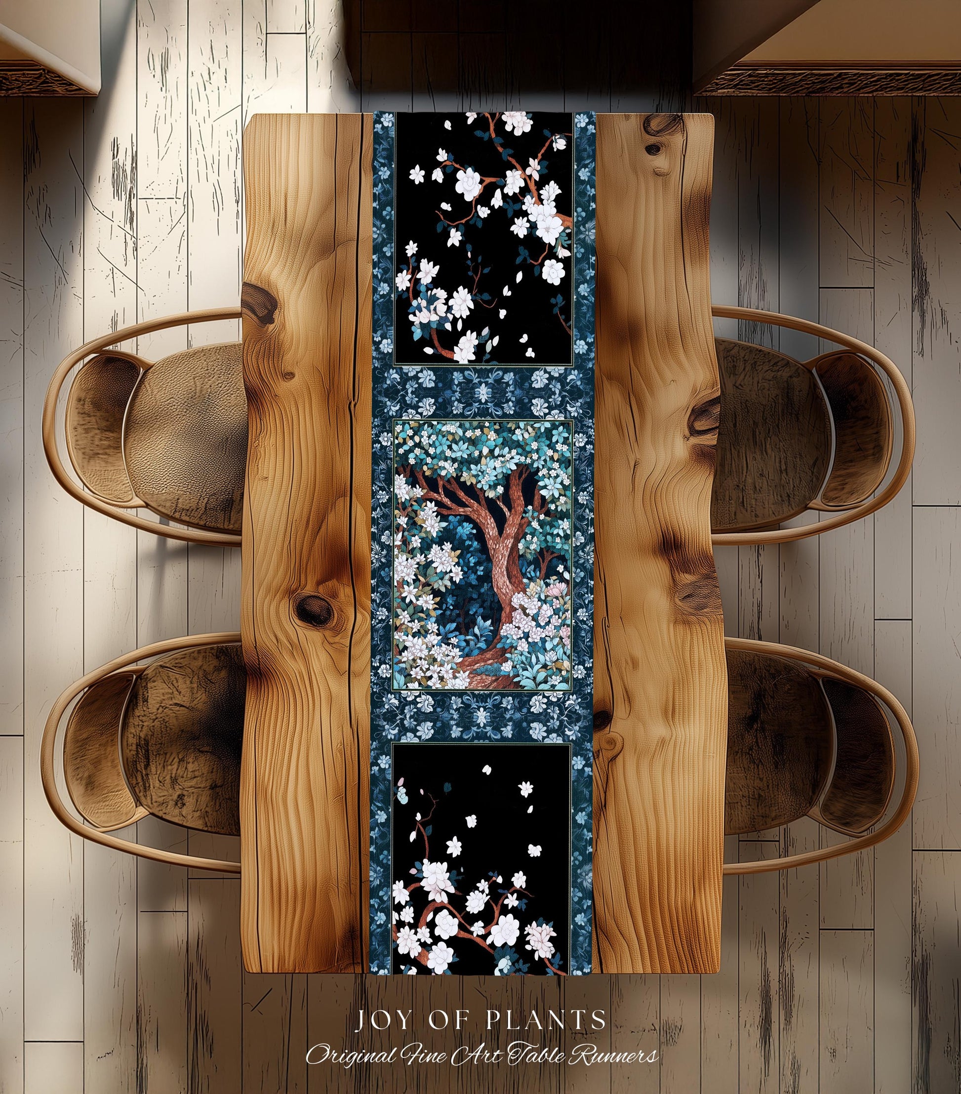 Bohemian Tree Table Runner Magical Aesthetic Folklore Forest Ethereal | Nature Inspired Woodland Magic Wildflower Fairycore Dining Room Boho