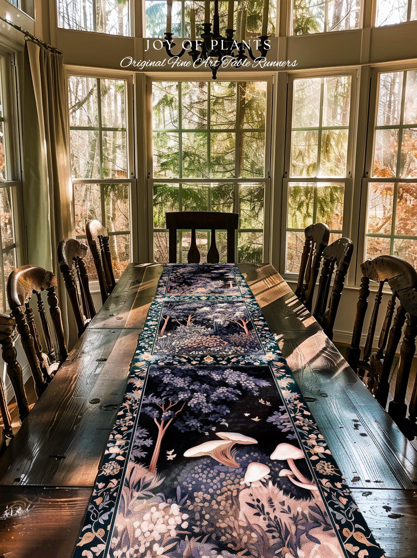 Fairycore Aesthetic Botanical Table Runner Dark Academia Lavender Purple Nature Inspired Ethereal Woodland Wildflowers Enchanted Decorations