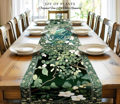 Botanical Aesthetic Forest Table Runner Dark Cottagecore Folklore Inspired Decor | Ethereal Aesthetic Fairycore Mystic Woodland Dining Room