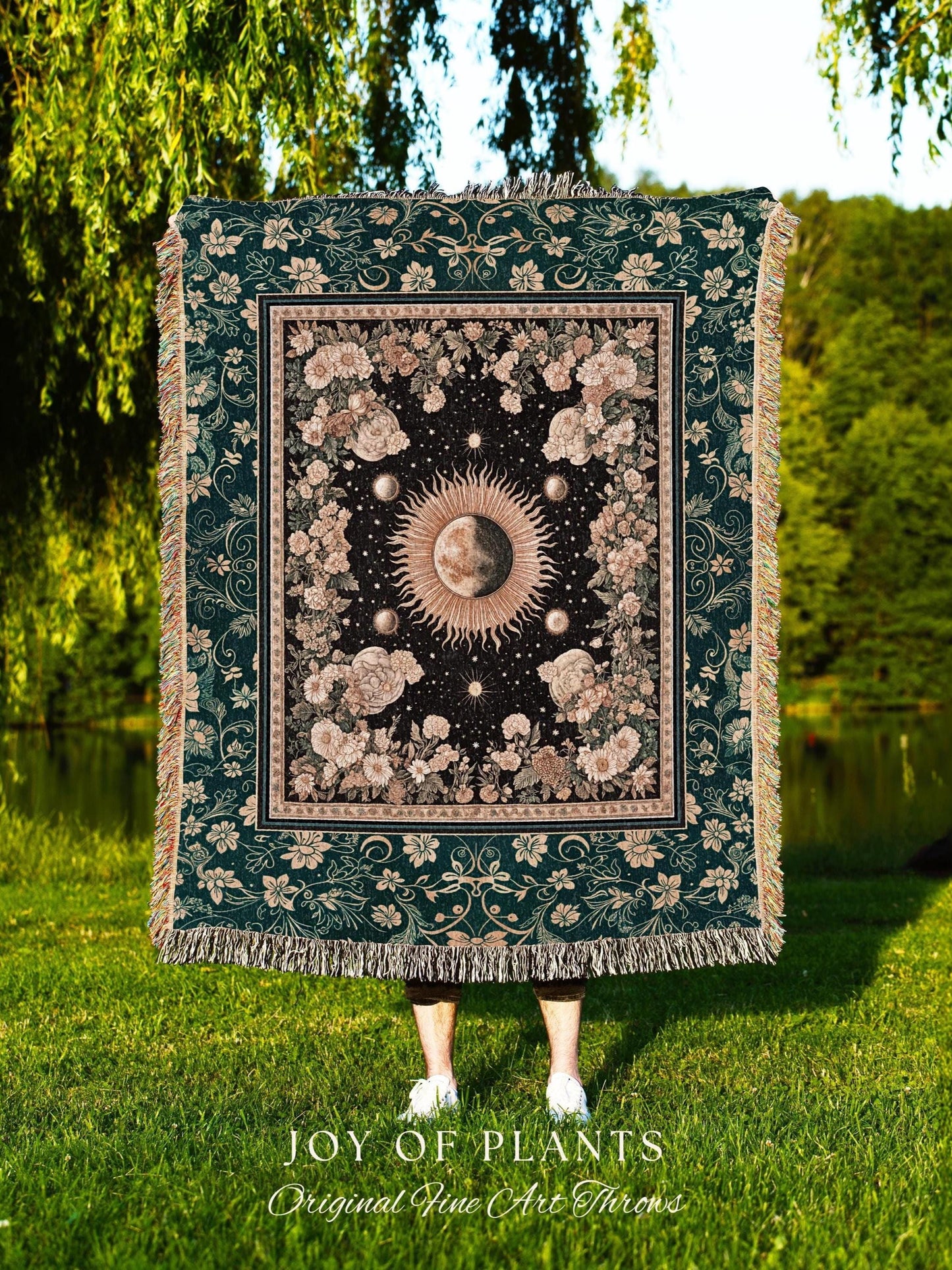 Sun and Moon Bohemian Tapestry | Moody Skies Astrology Blanket Vintage Celestial Cozy Throw Blanket Astrology Tapestry Dark Cottagecore Boho